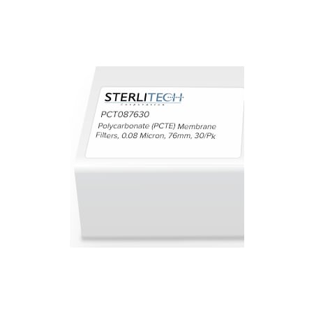 Sterlitech Polycarbonate (PCTE) Membrane Filters, 0.8 Micron, 76mm, PK30 PCT087630